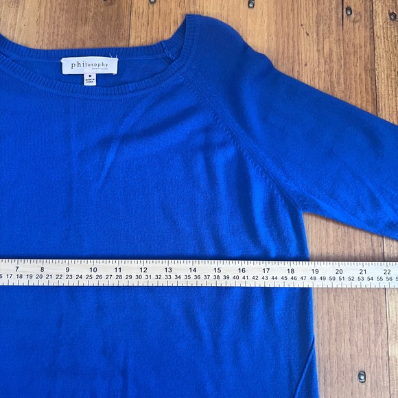 Philosophy Blue Lightweight Knit Sweater High-Low Hem Women's Size Medium A8 - Picture 4 of 7